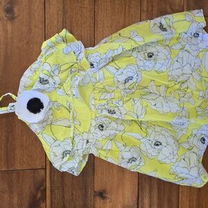 Floral Yellow Dress with White and Black Accents